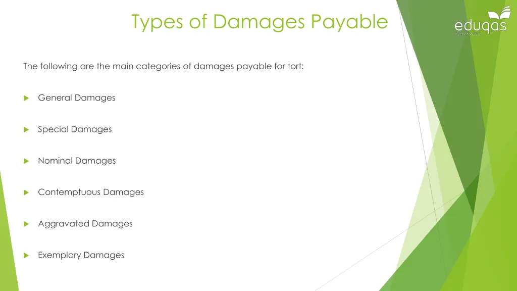 types of damages payable