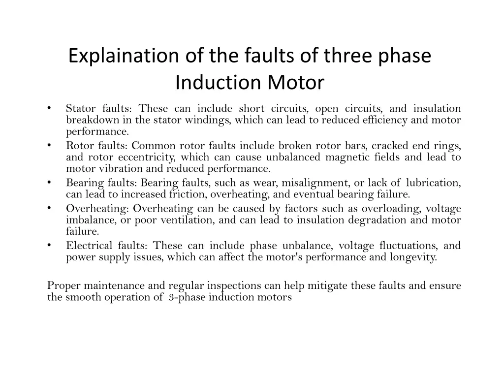 explaination of the faults of three phase