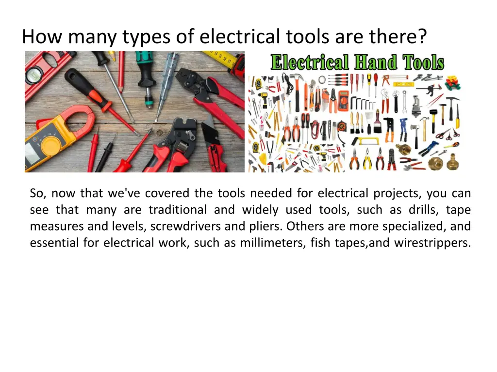 how many types of electrical tools are there