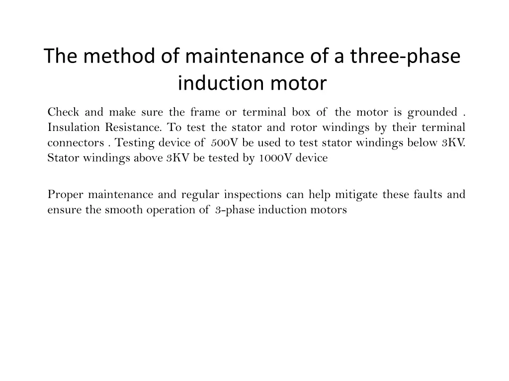 the method of maintenance of a three phase