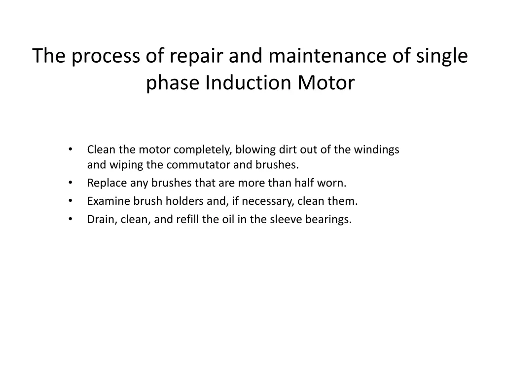 the process of repair and maintenance of single 1