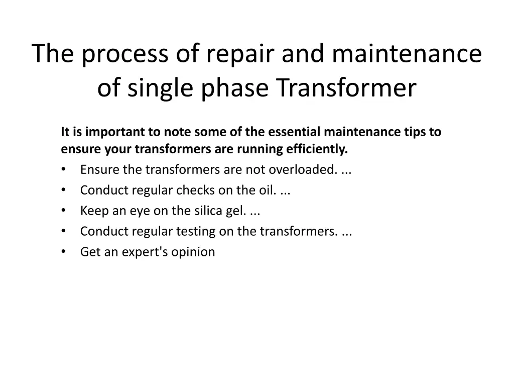 the process of repair and maintenance of single