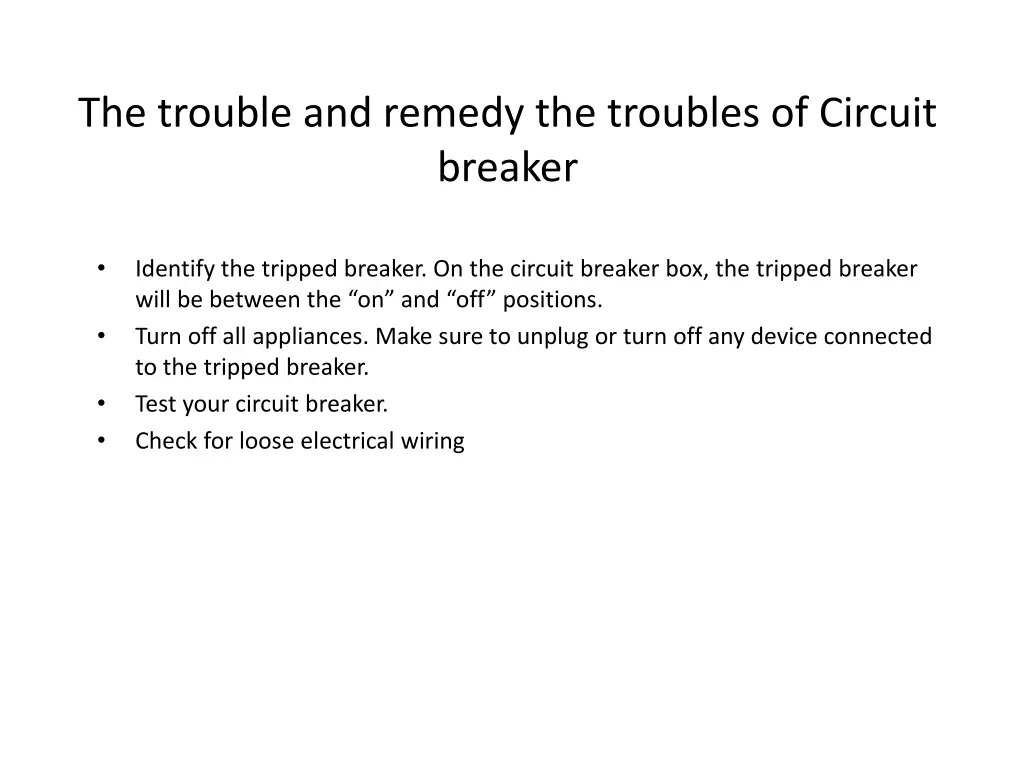 the trouble and remedy the troubles of circuit