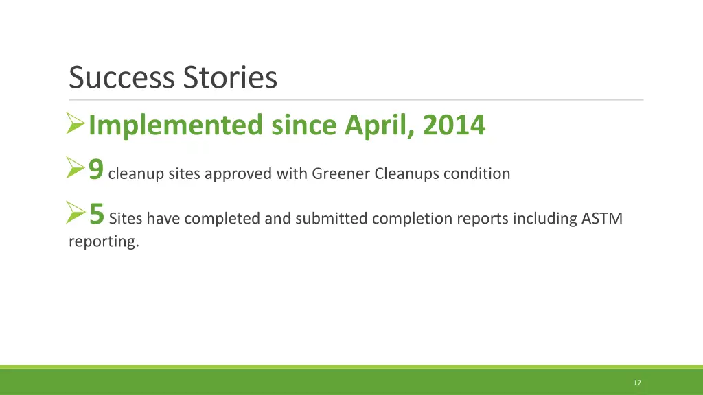 success stories implemented since april 2014