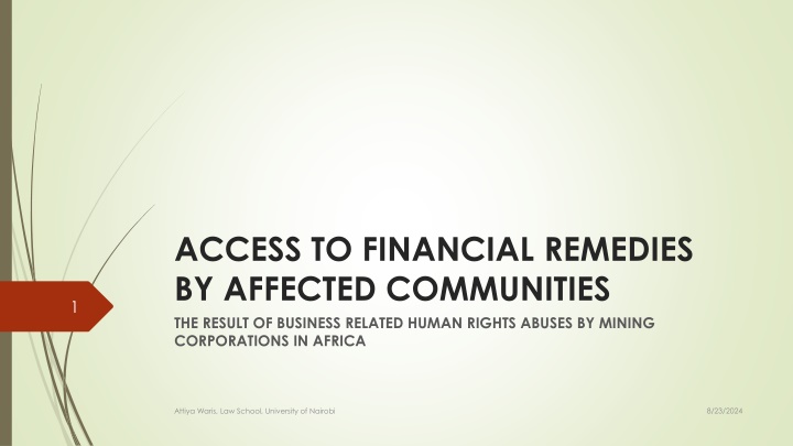 access to financial remedies by affected