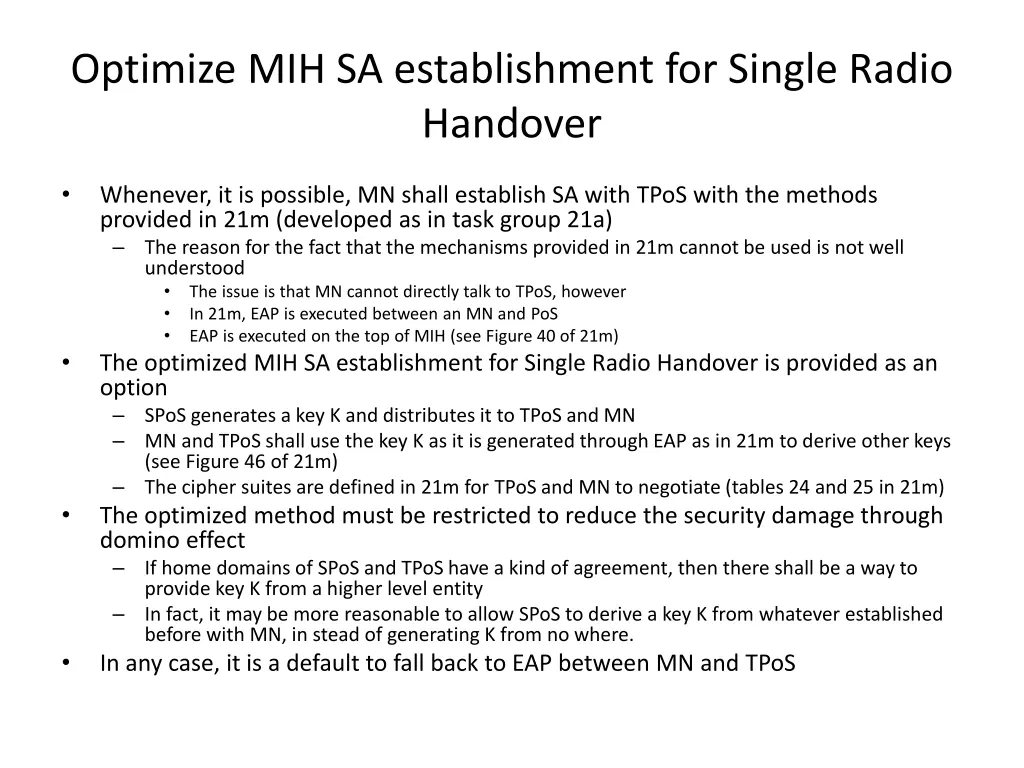 optimize mih sa establishment for single radio