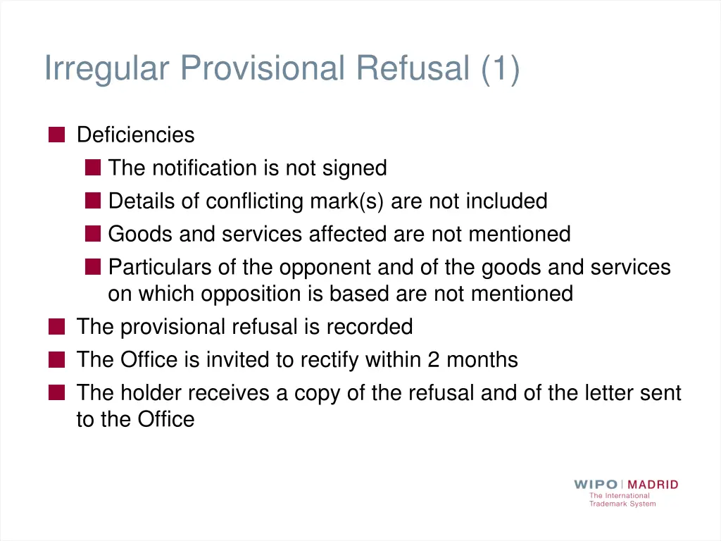 irregular provisional refusal 1