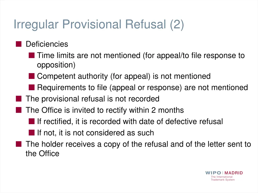 irregular provisional refusal 2