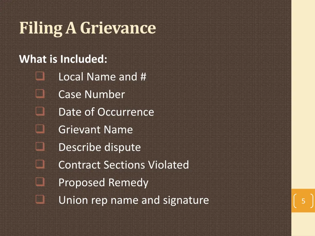 filing a grievance