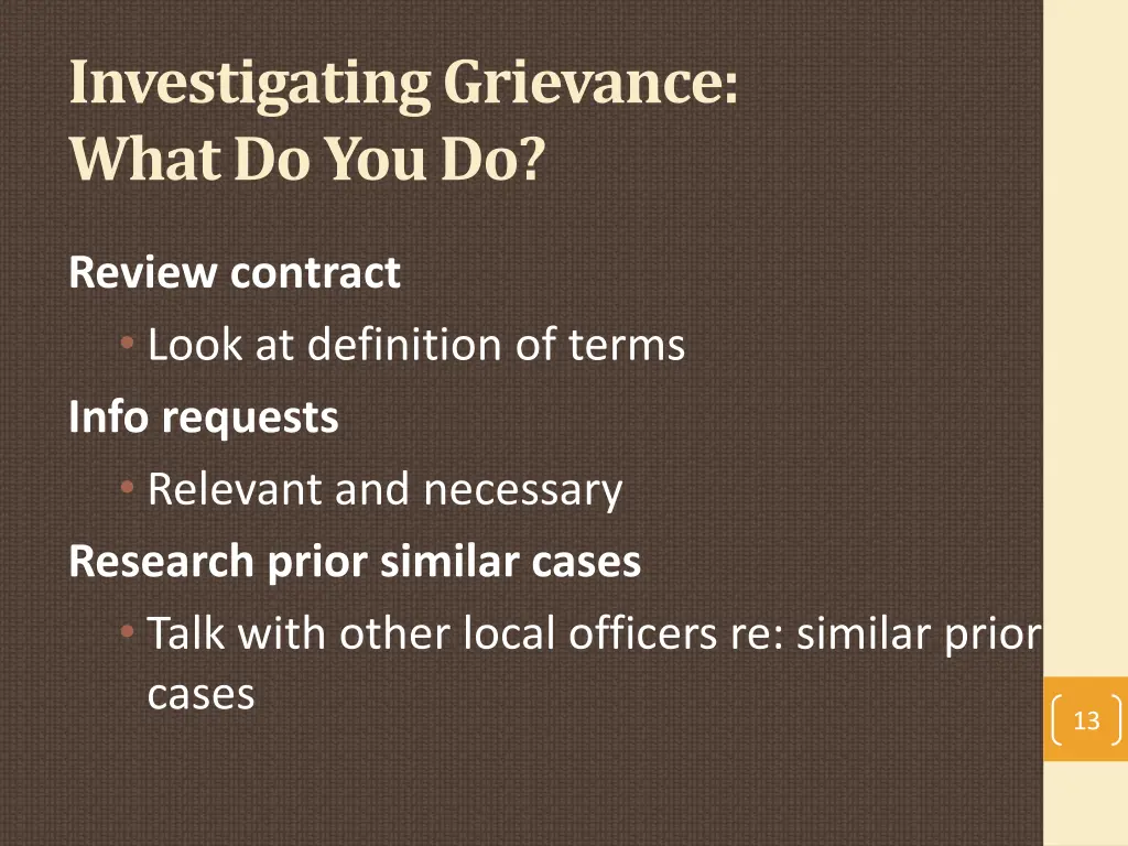 investigating grievance what do you do