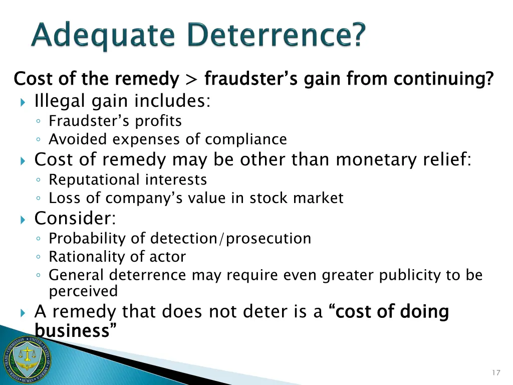 cost of the remedy fraudster s gain from