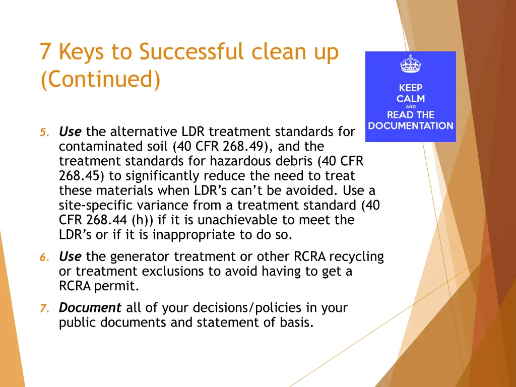 7 keys to successful clean up continued