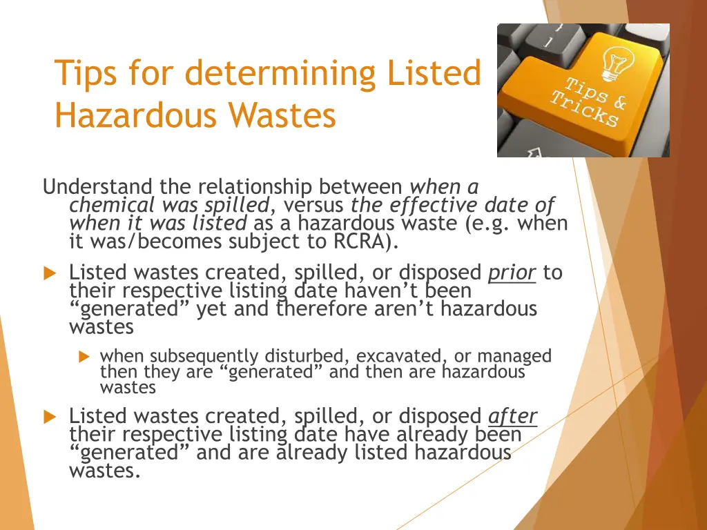 tips for determining listed hazardous wastes