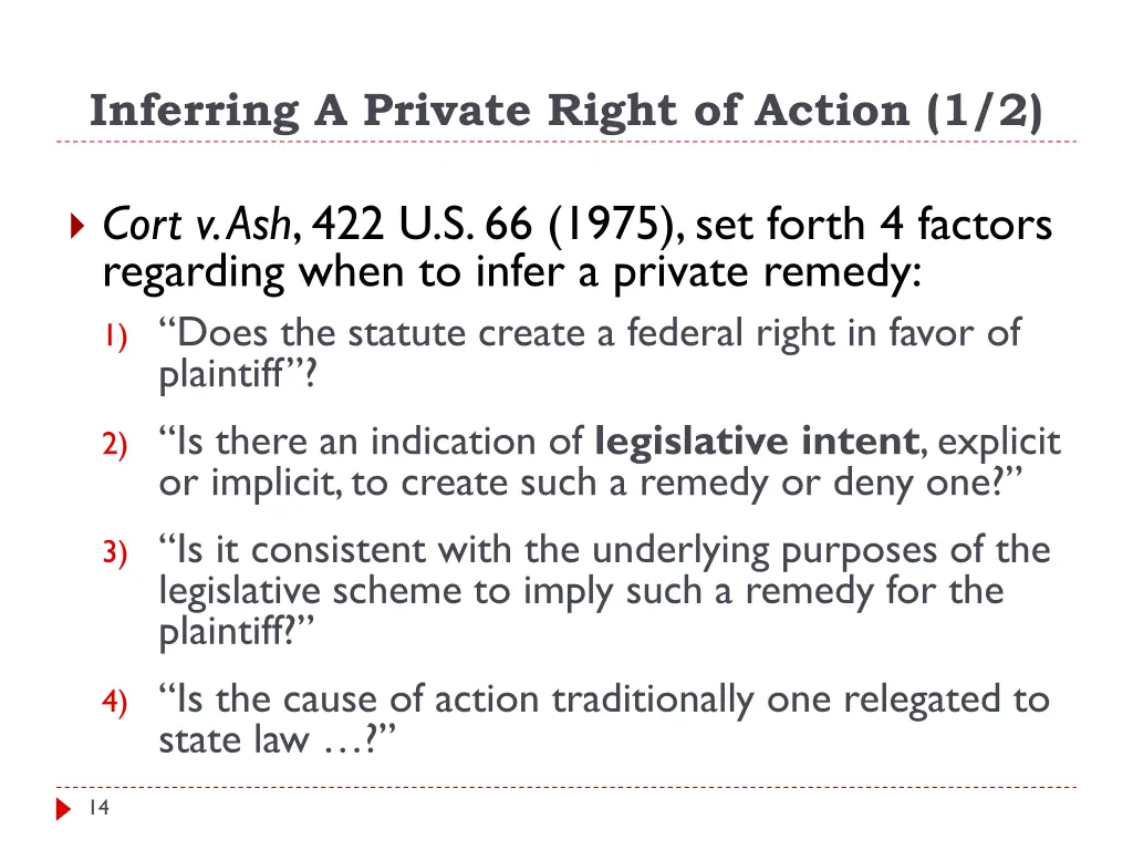 inferring a private right of action 1 2