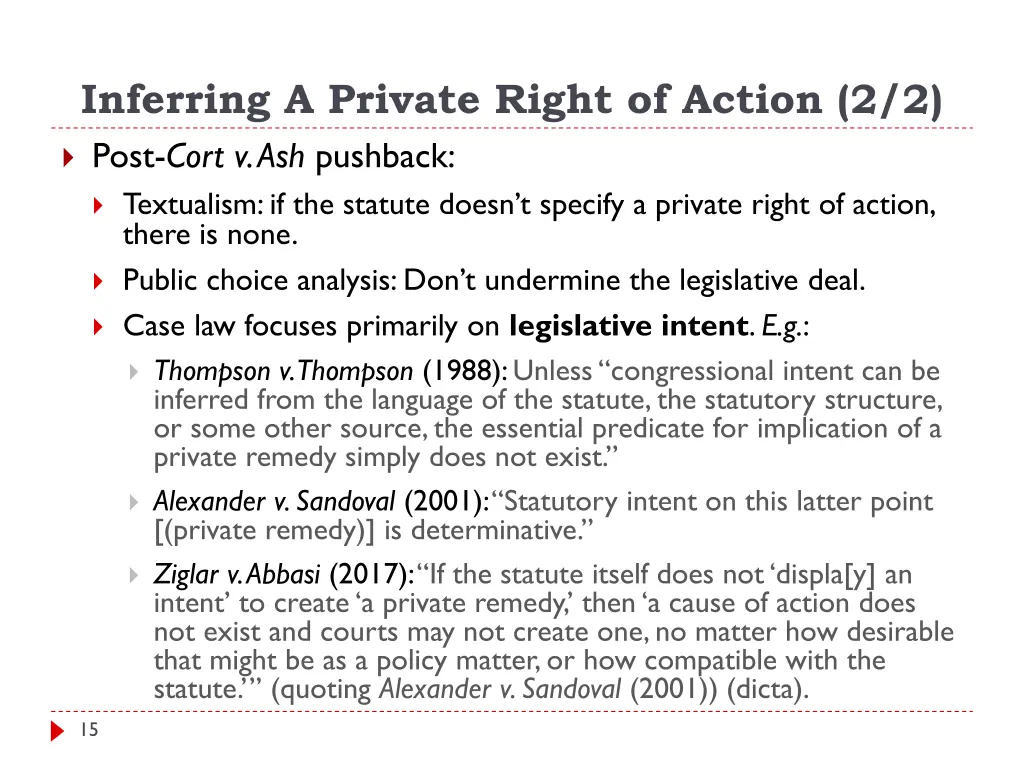 inferring a private right of action 2 2 post cort