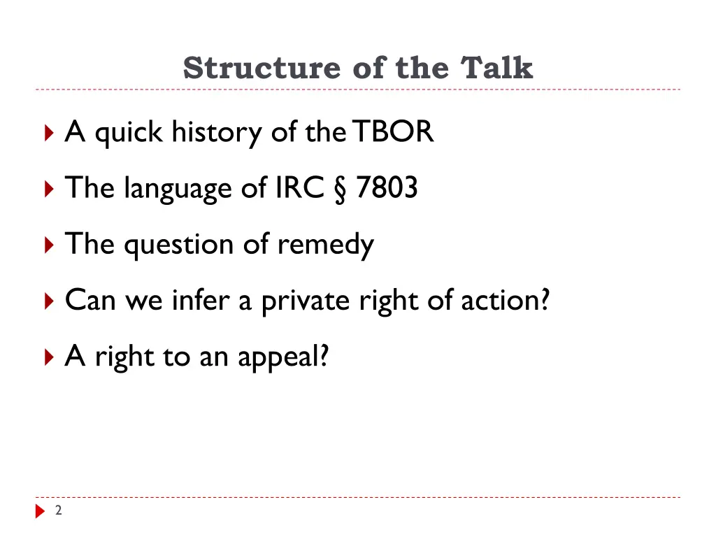 structure of the talk