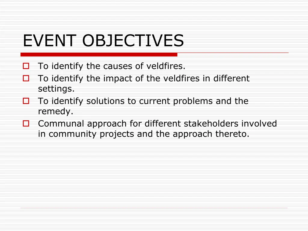 event objectives