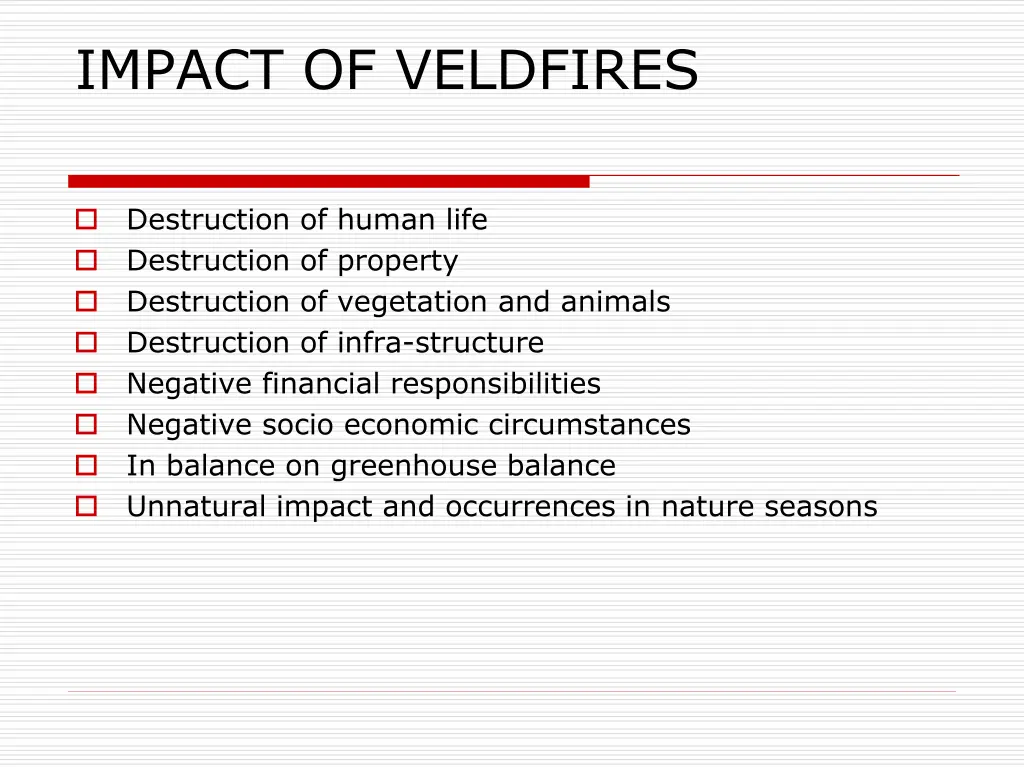 impact of veldfires