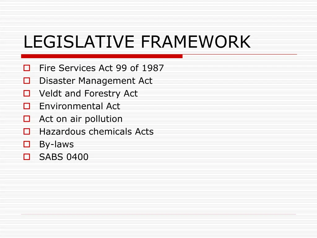 legislative framework