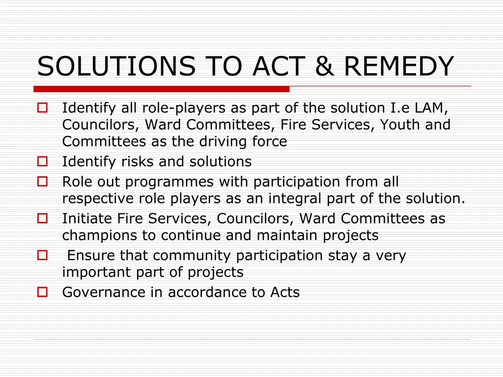 solutions to act remedy