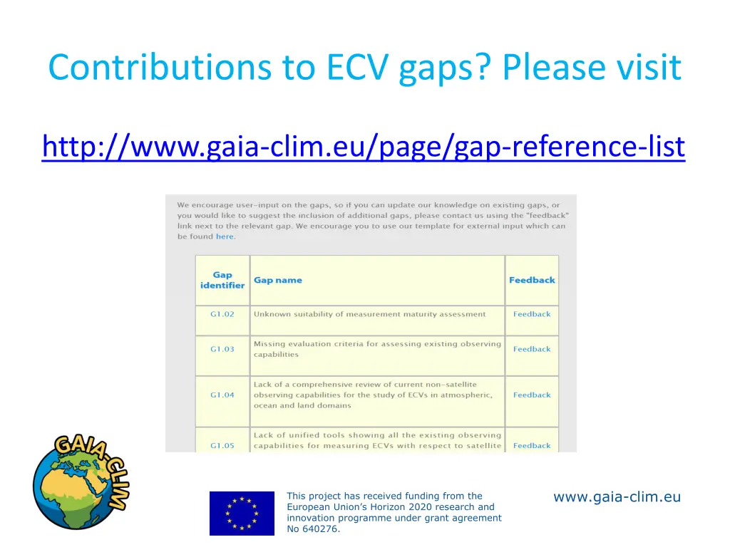 contributions to ecv gaps please visit