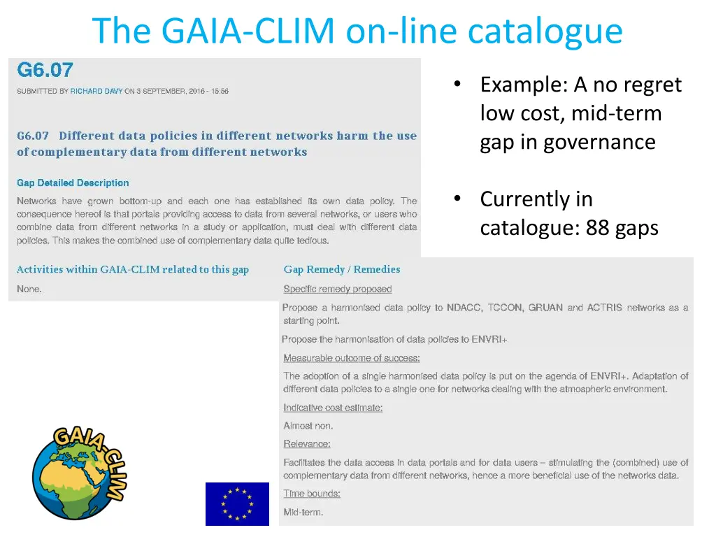 the gaia clim on line catalogue 1