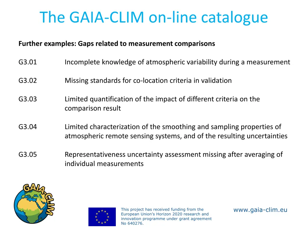 the gaia clim on line catalogue 2