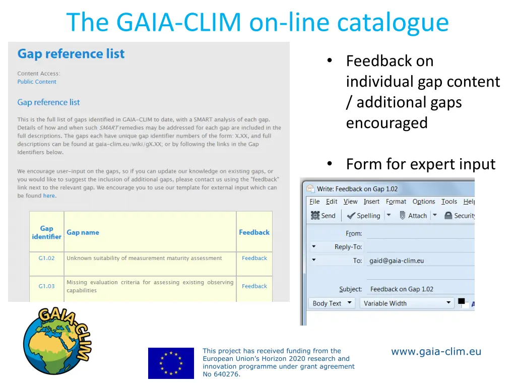 the gaia clim on line catalogue