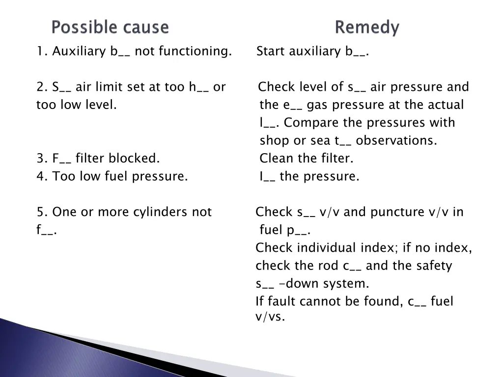 1 auxiliary b not functioning start auxiliary b