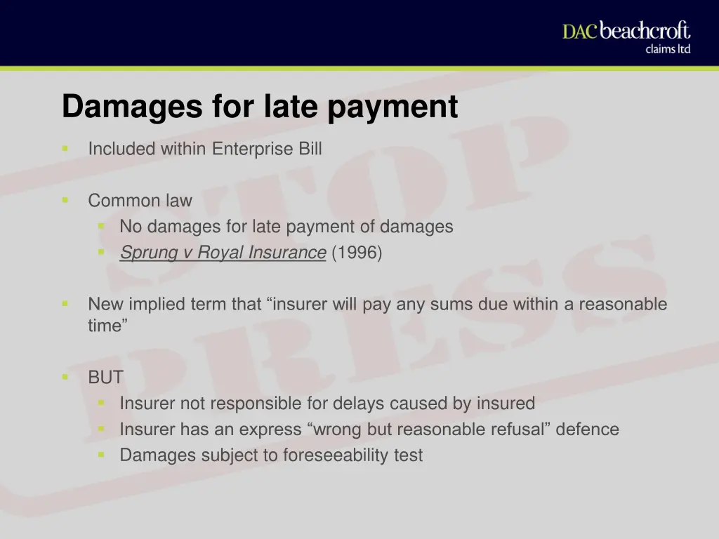 damages for late payment