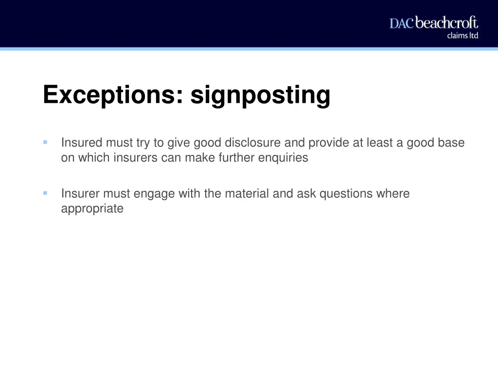 exceptions signposting