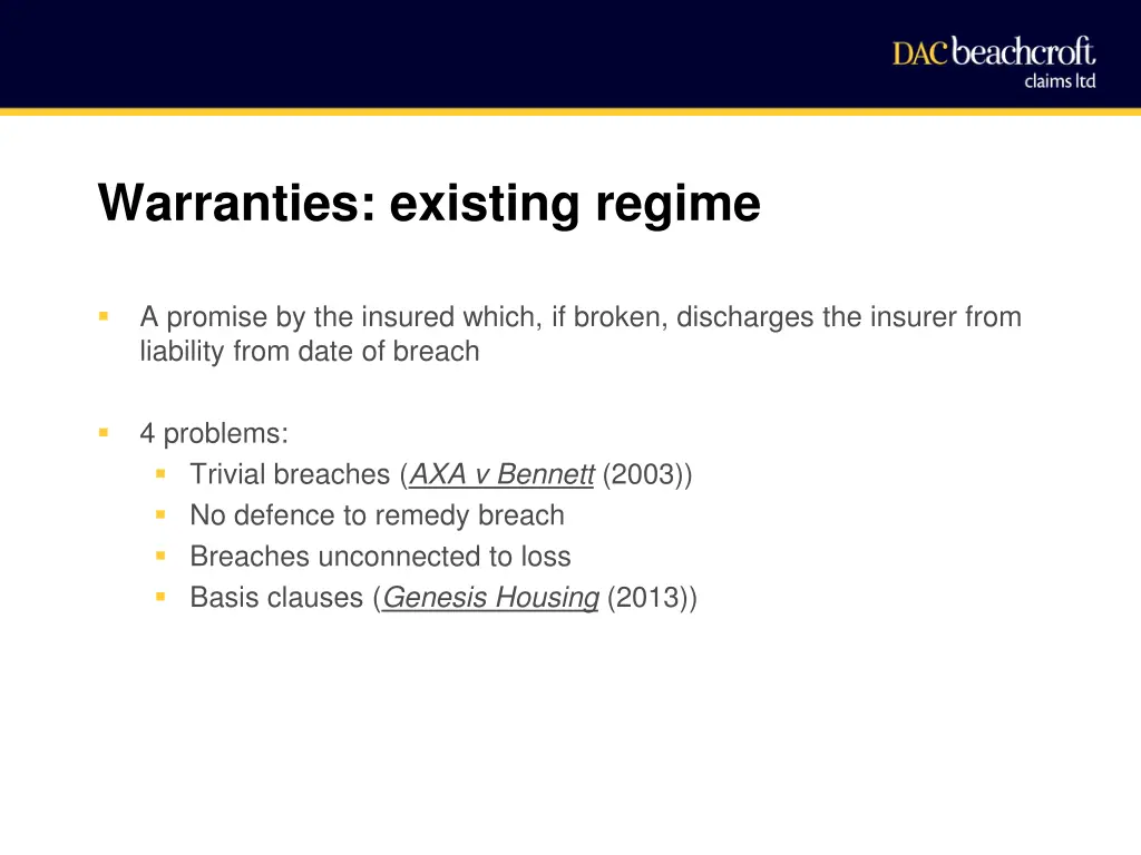 warranties existing regime