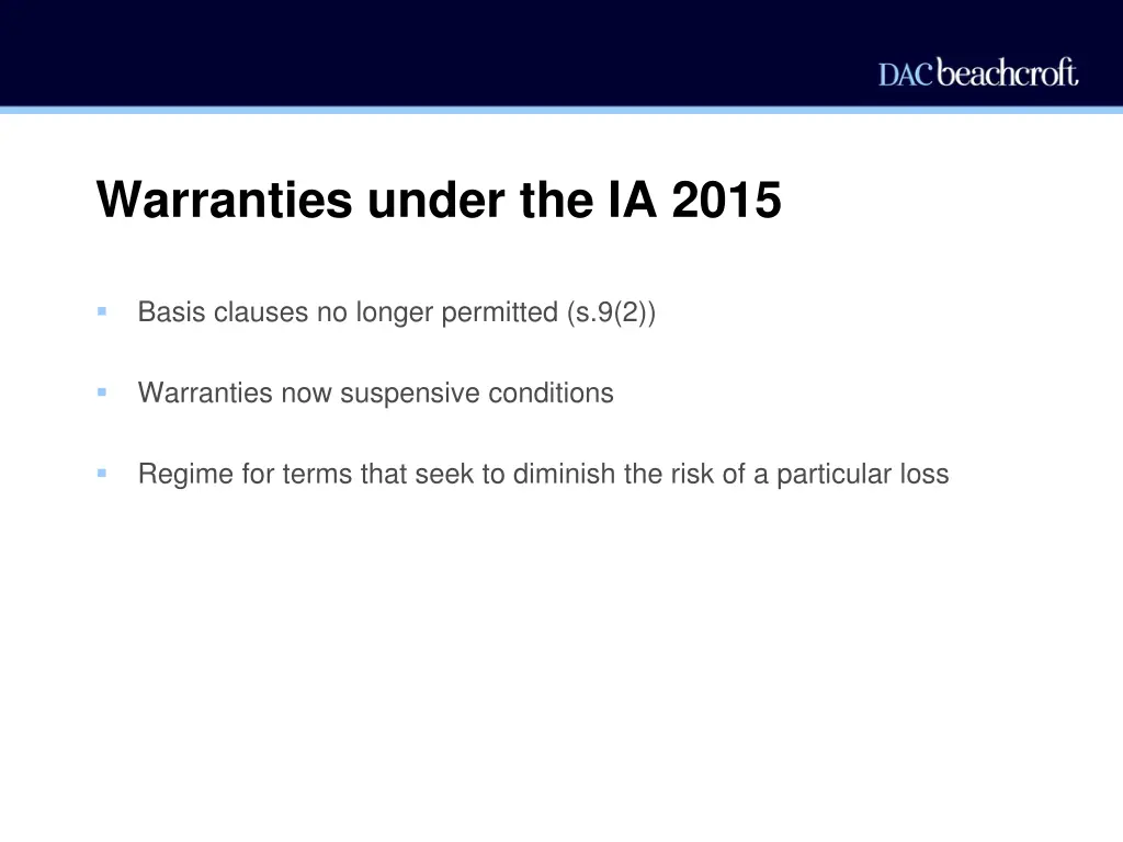 warranties under the ia 2015