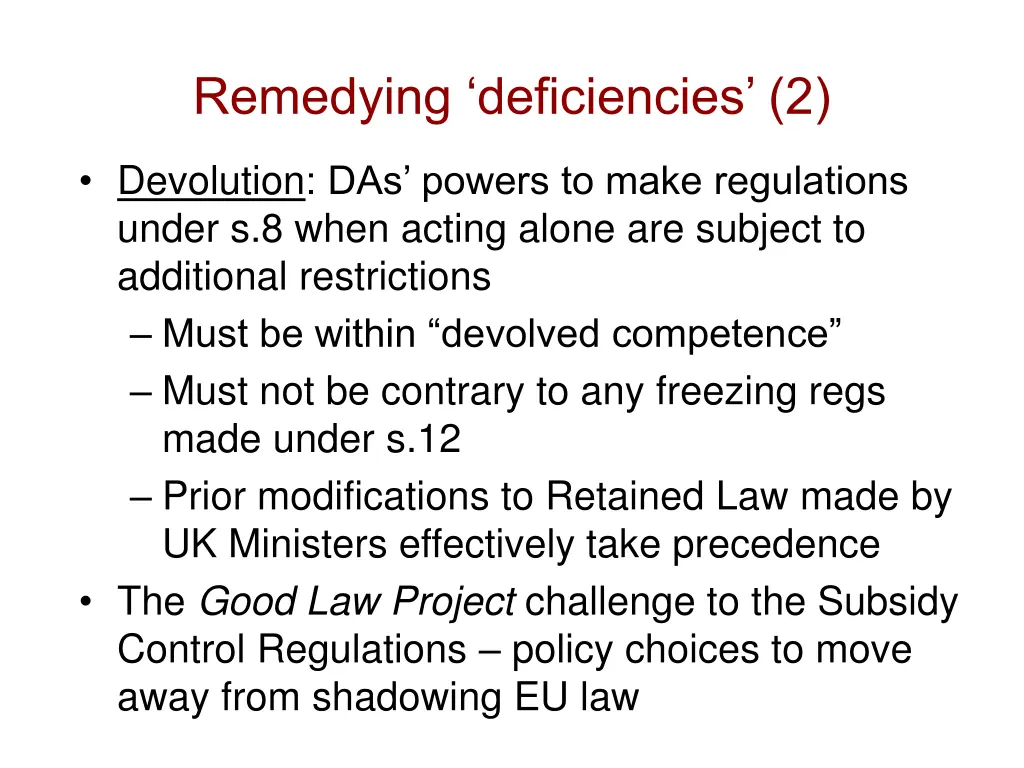 remedying deficiencies 2