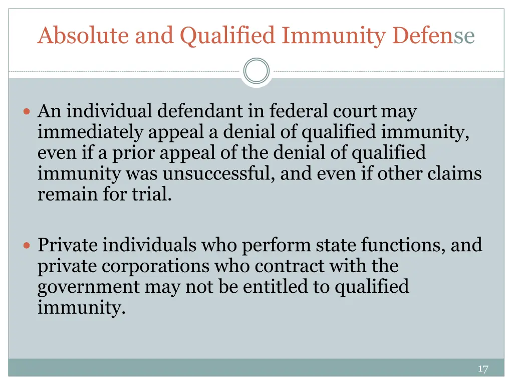 absolute and qualified immunity defense 1