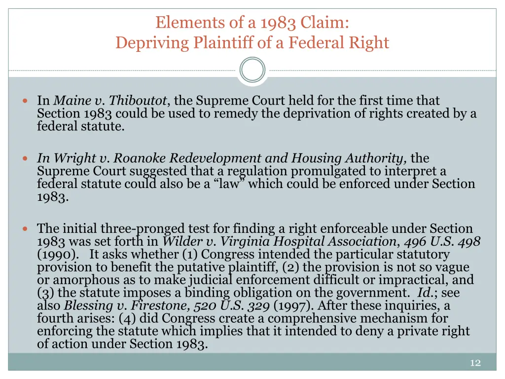 elements of a 1983 claim depriving plaintiff 1