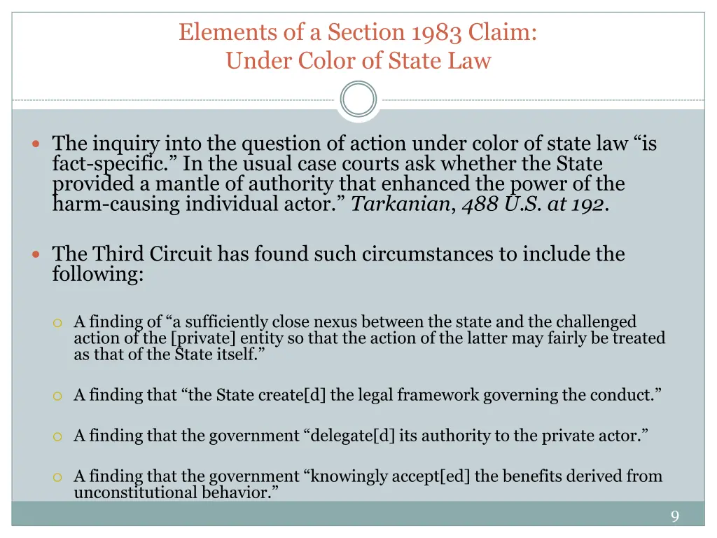 elements of a section 1983 claim under color 1