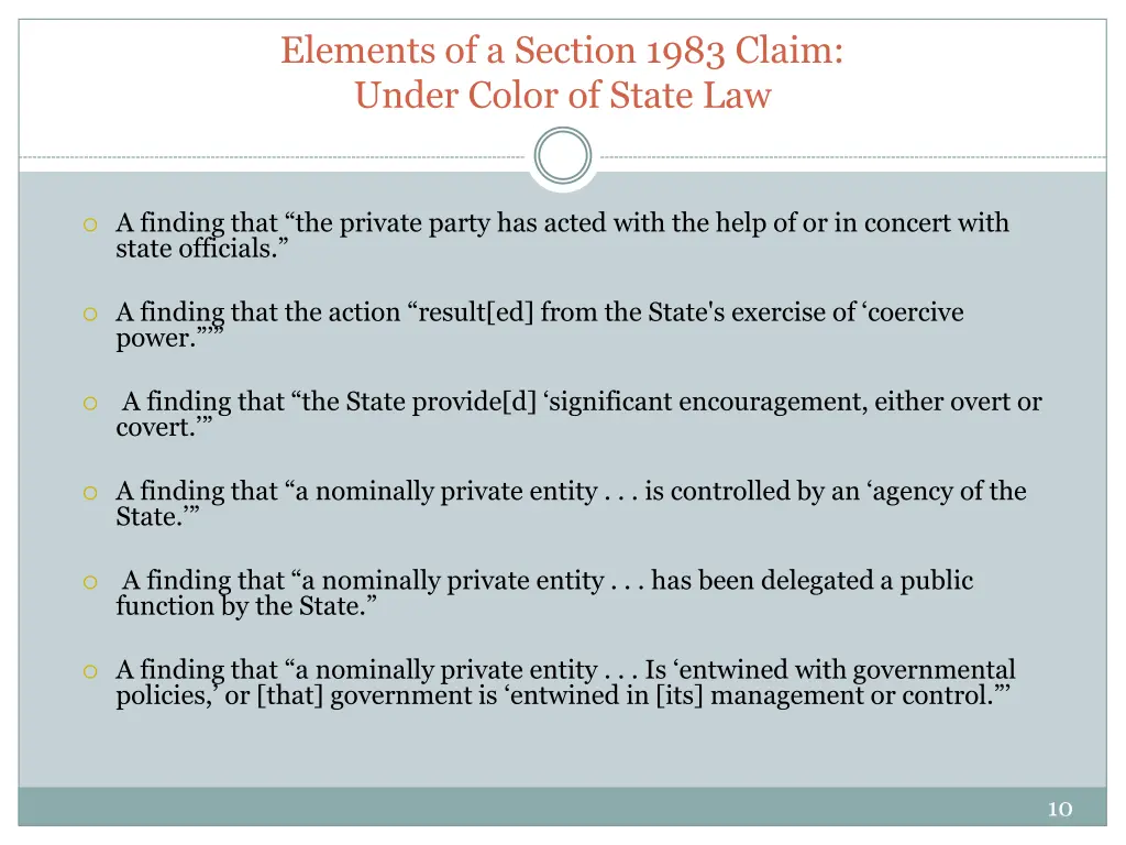 elements of a section 1983 claim under color 2