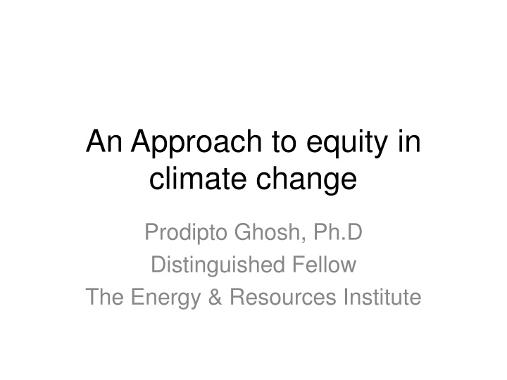 an approach to equity in climate change