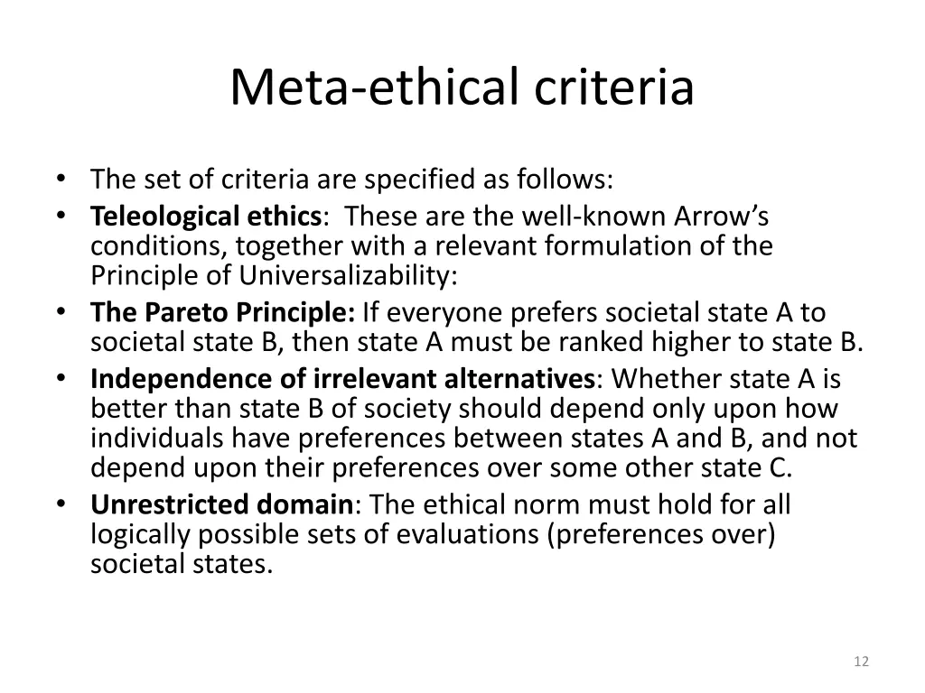 meta ethical criteria