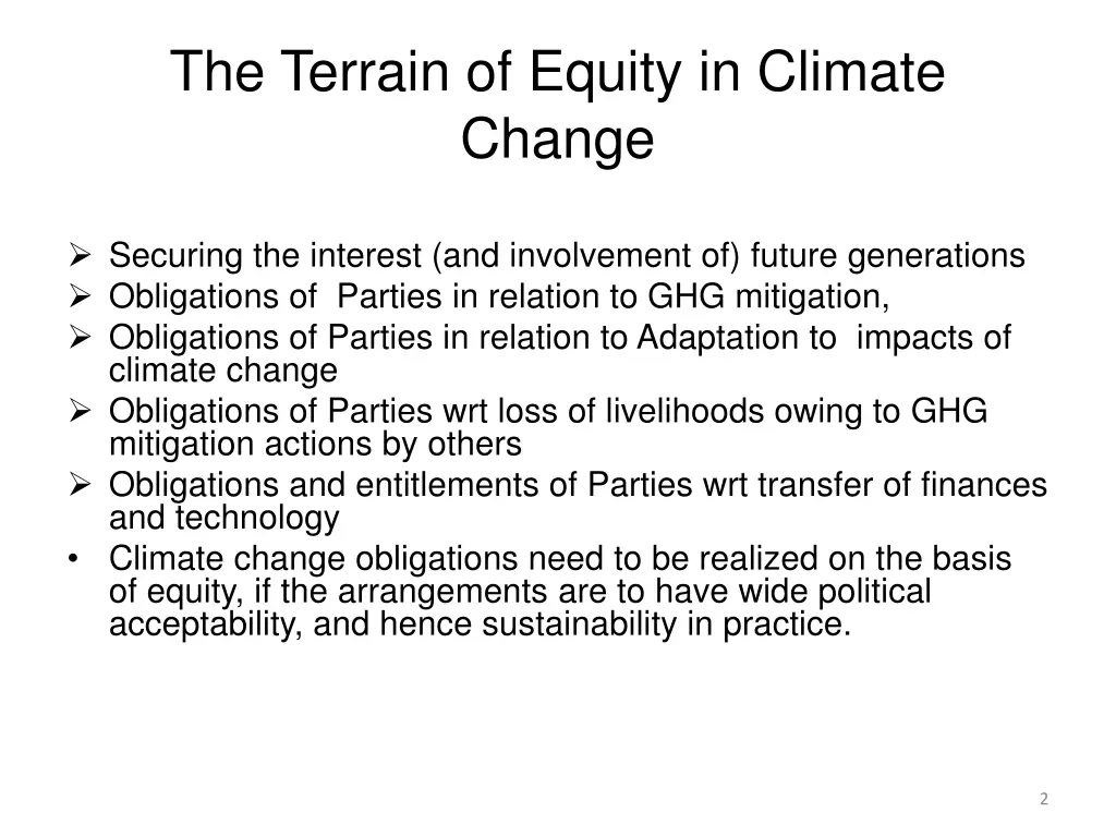 the terrain of equity in climate change