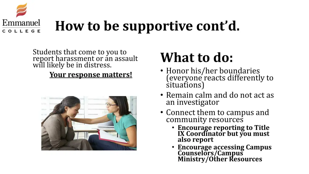 how to be supportive cont d