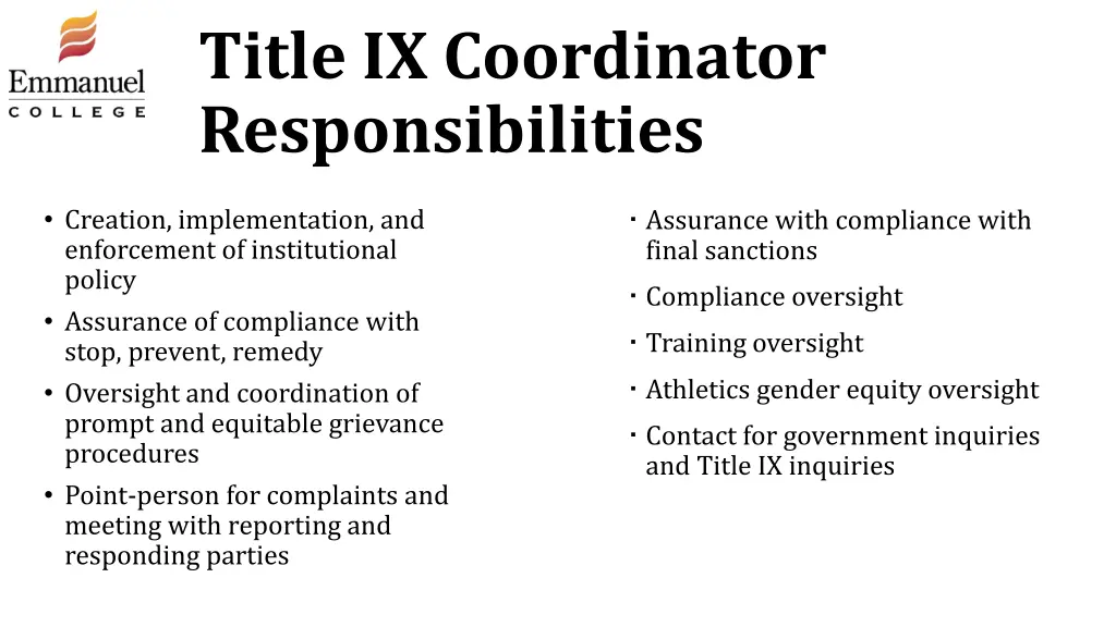 title ix coordinator responsibilities