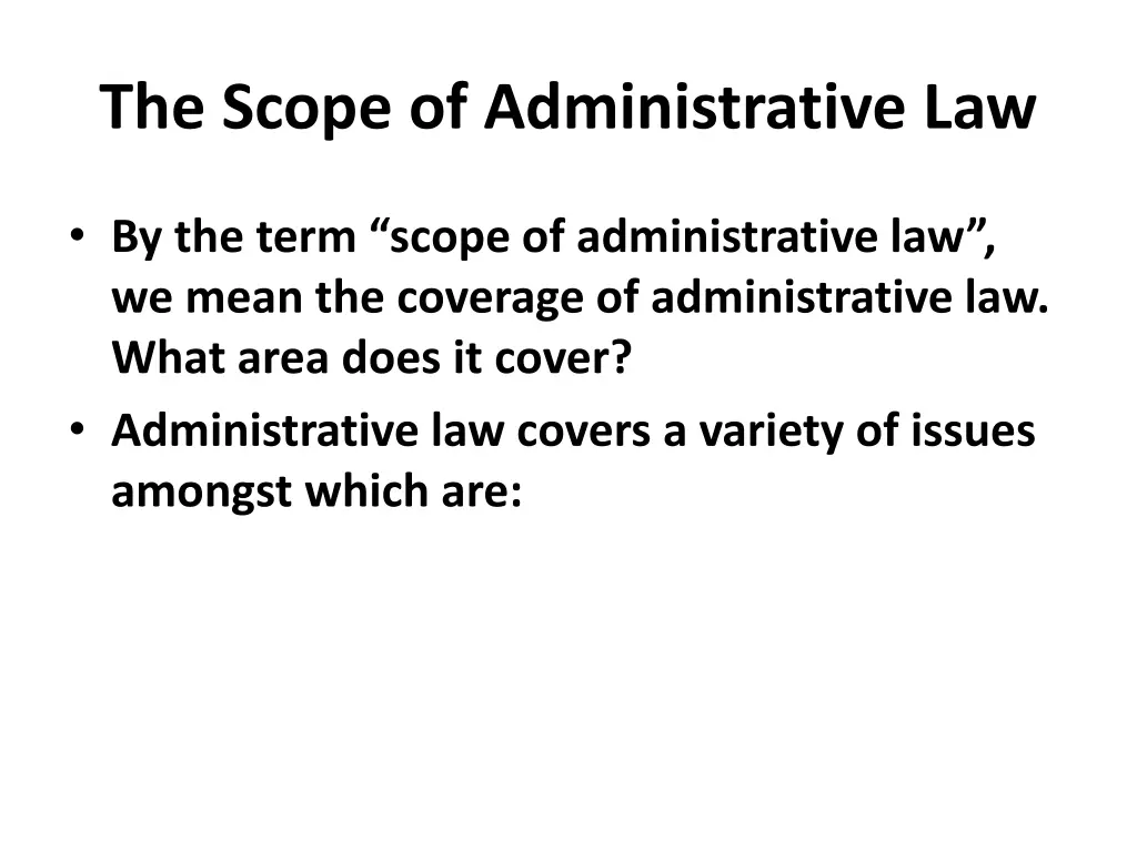 the scope of administrative law