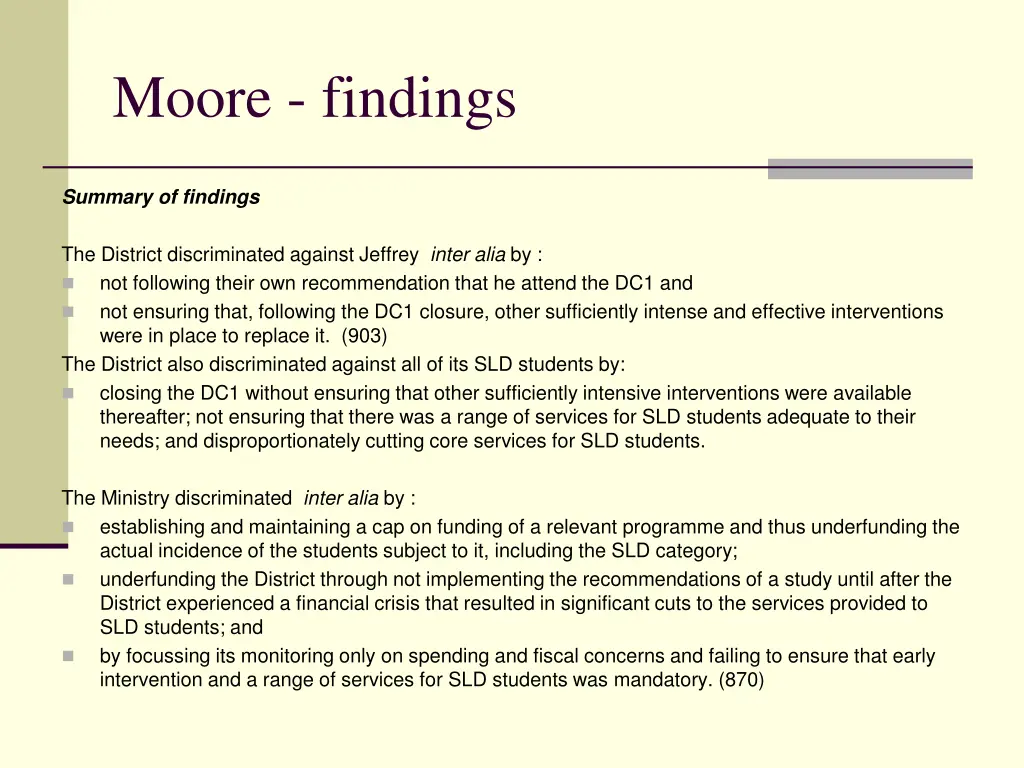 moore findings