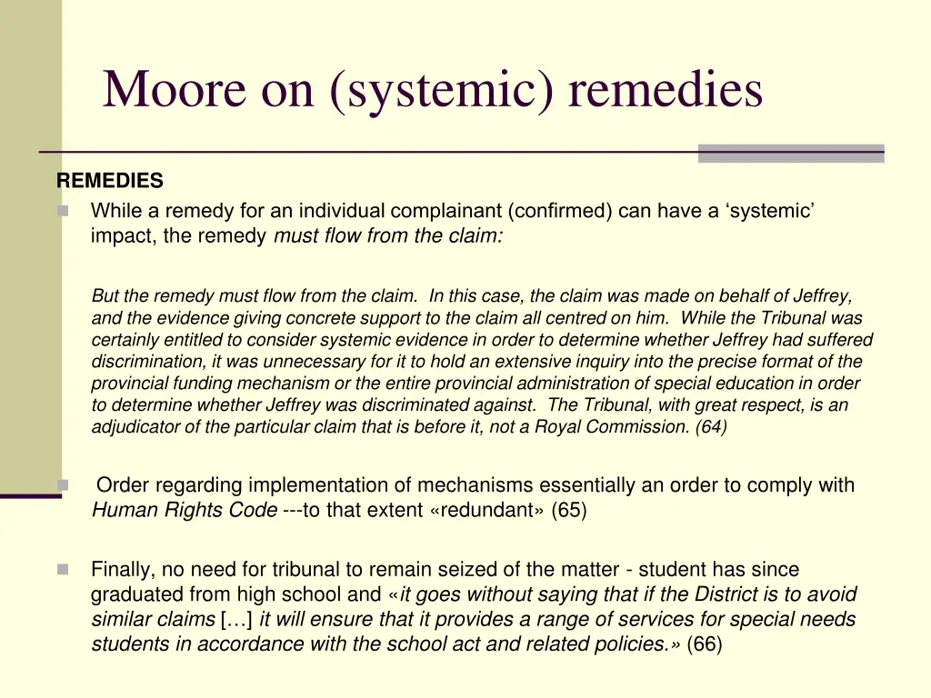 moore on systemic remedies