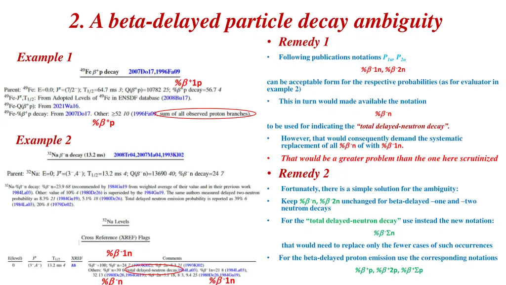 2 a beta delayed particle decay ambiguity