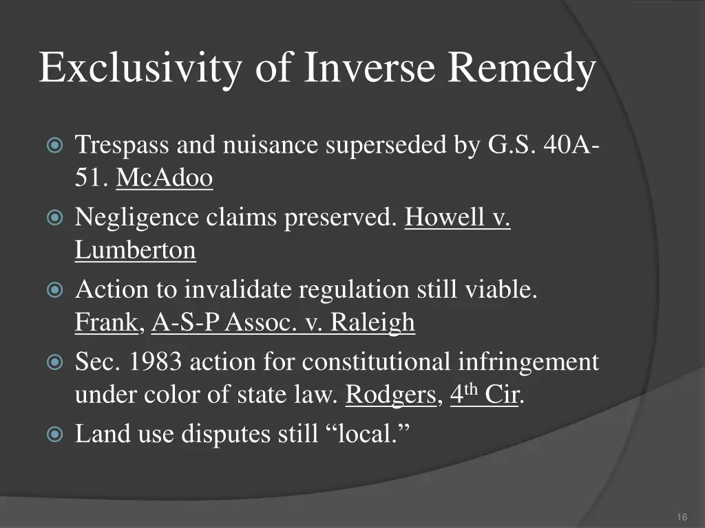 exclusivity of inverse remedy