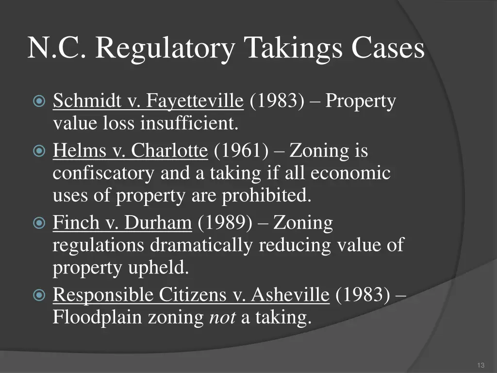 n c regulatory takings cases