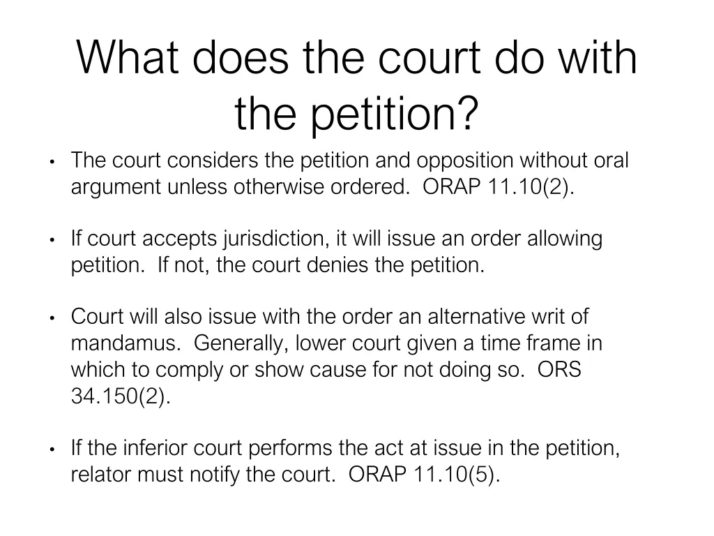 what does the court do with the petition